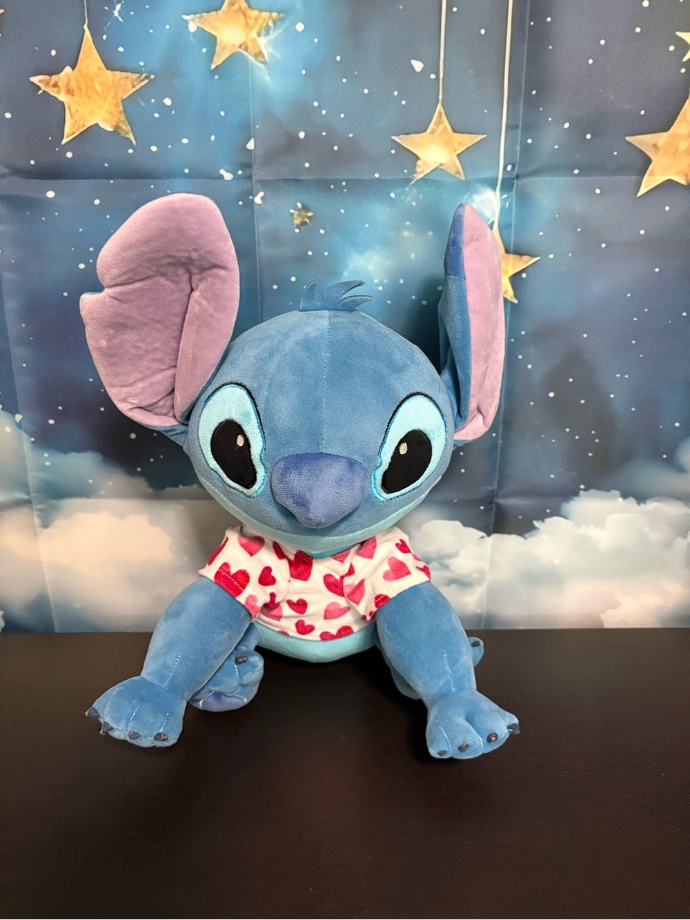 KCare Disney Stitch Stuffed plush with heart shirt. Preowned.